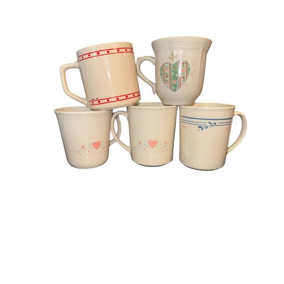Vintage Coffee Mug Collection - 5 Piece Set Mixed Designs Corning & Tienshan Bra - Picture 1 of 7